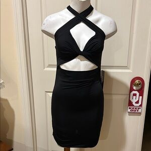 bebe Black Cut-Out Mini Dress